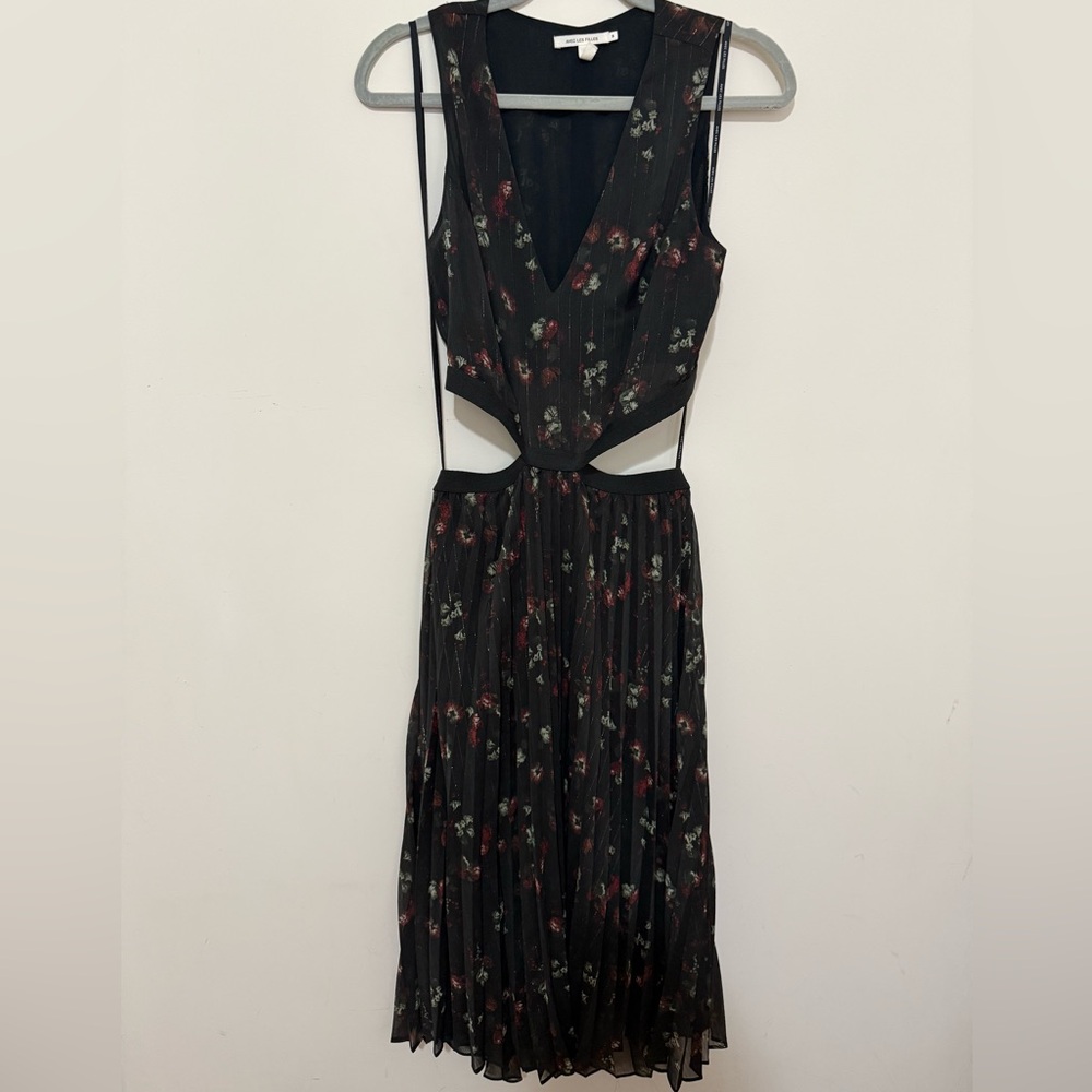Avec Les Filles Black Floral Midi Dress